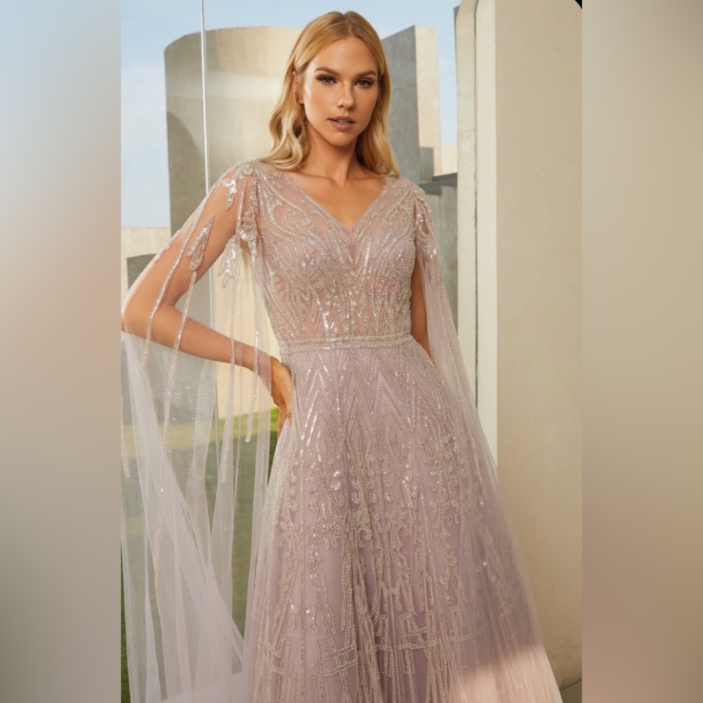 Della Couture Lilac/Pink Evening Gown